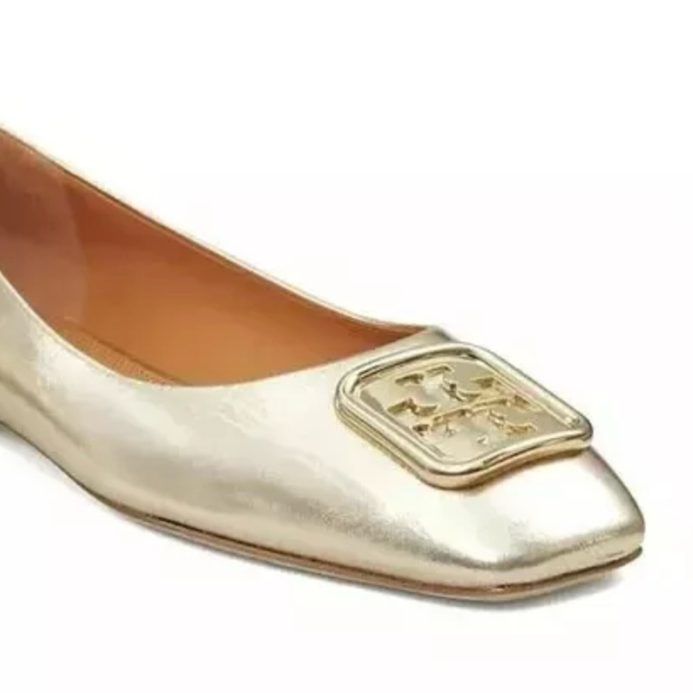 Tory Burch Women's Gold Georgia Metallic Leather Ballet Flats - 6 1/2M Worn once